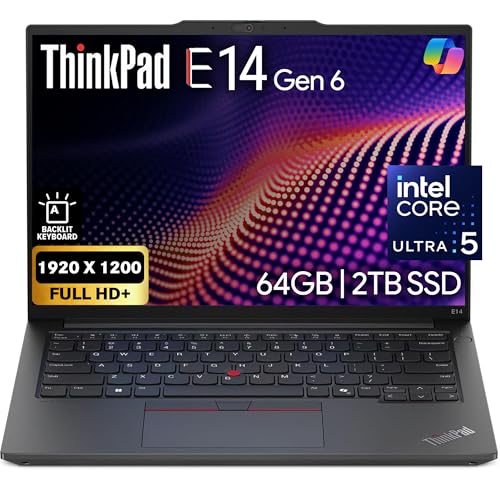 Oemgenuine Lenovo ThinkPad E14 Gen 6 14' FHD+ Display, Intel Ultra 5-125U (Beats i7-1355U), 64GB DDR5 RAM, 2TB NVMe, Backlit Keyboard, WiFi 6E + BT, FHD Webcam, Windows 11 Pro, Business Laptop