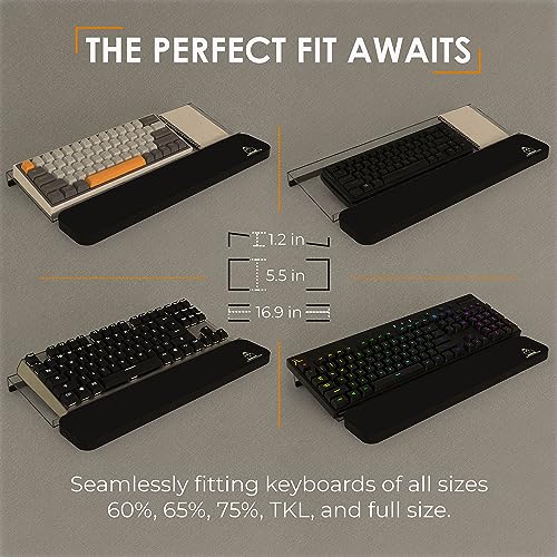 Deskello ErgoCombo - Comfortable Keyboard Stand and Wrist Rest - Ergonomic Computer Keyboard Riser with Wrist Pad - Fits All Keyboard Sizes - 16.9” Wide (Clear)