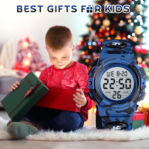 Image of Dayllon Kids Digital Watch Boys Outdoor Sports 50M Waterproof Girls Watches Alarm Clock 12 /24 H Stopwatch Calendar for Ages 3-15 Boy Girl Wristwatch Kids Gift