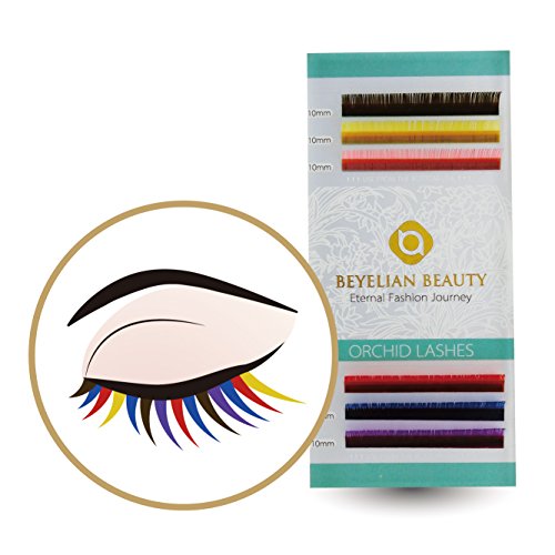 BEYELIAN ORCHID Colorful Varicolored Individual Eyelash Extensions as Highligher or Full Set Application C Curl 0.20mm 10mm