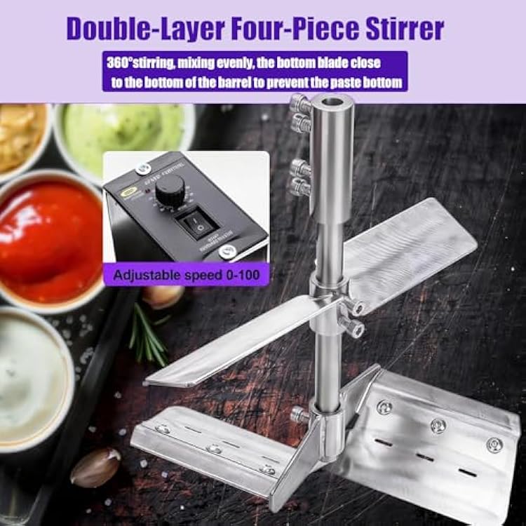 Automatic Food Mixer,Stainless Steel Jam Automatic Stirrer, 4-Blade Scraping Commercial Automatic Stir for Making Jam, Chili Sauce, Beverage and Porridge 85L