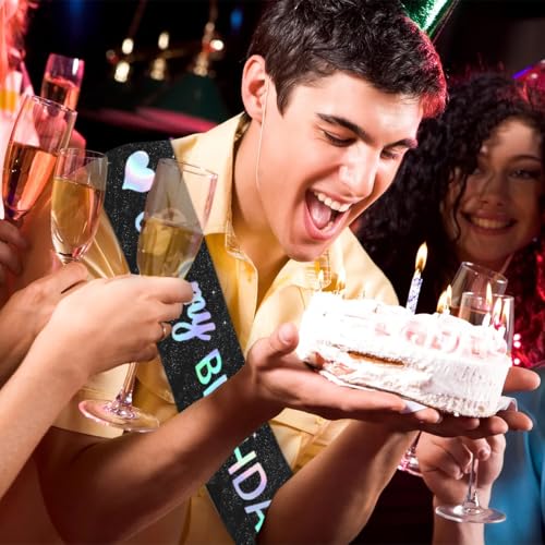 Image of Vuzvuv It's My Birthday Birthday Sash, Glitter Birthday Sash with Foil Letters Birthday Party Decor for Women, Girls