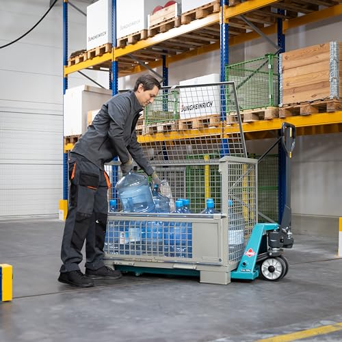 HEMMDAL Euro-Gitterbox mit halb abklappbarer Längswand | 1.500 kg Tragkraft | HxBxT 97 x 124 x 83,5 cm | Grau | 5 x 5 cm Maschenweite | aus Stahl | stapelbar| Gitterbehälter