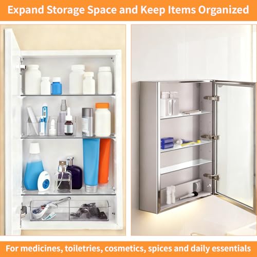 Fardtry 4 Pcs Medicine Cabinet Replacement Shelves, 13\'\'L x 3\'\'W Acrylic Medicine Cabinet Shelving Boards for Bathroom, Kitchen, Living Room