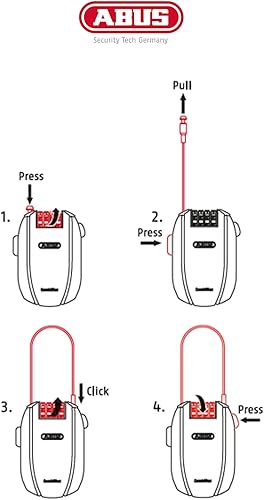 Miniatura 2 de ABUS Combiflex Cable Lock - Cerradura para asegurar esquís, casco, cochecito y equipaje - Viaje 49.2-49.2 in de largo - 0.118 in de espesor - con