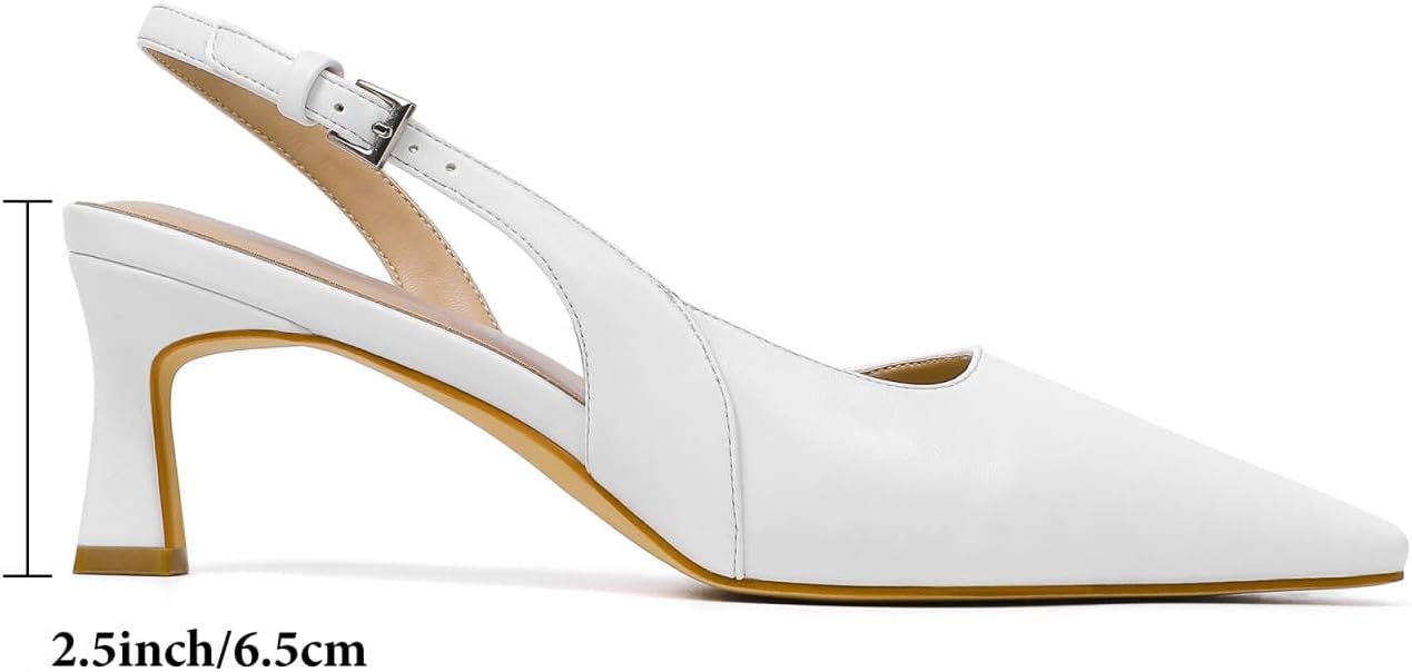 Mostrin Kitten Heels for Women Slingback Pointed Closed Toe Heels Women's Pumps Shoes for Wedding, Party, Commuting - Image 5