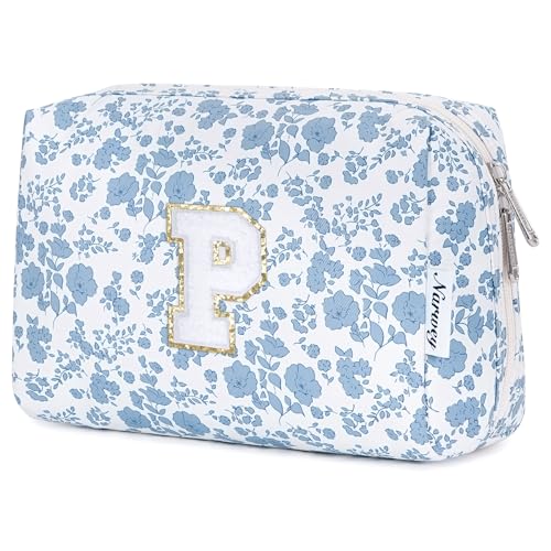 Narwey Initial Makeup Bag, Birthday Gifts for Teen Girls kids Tween Women