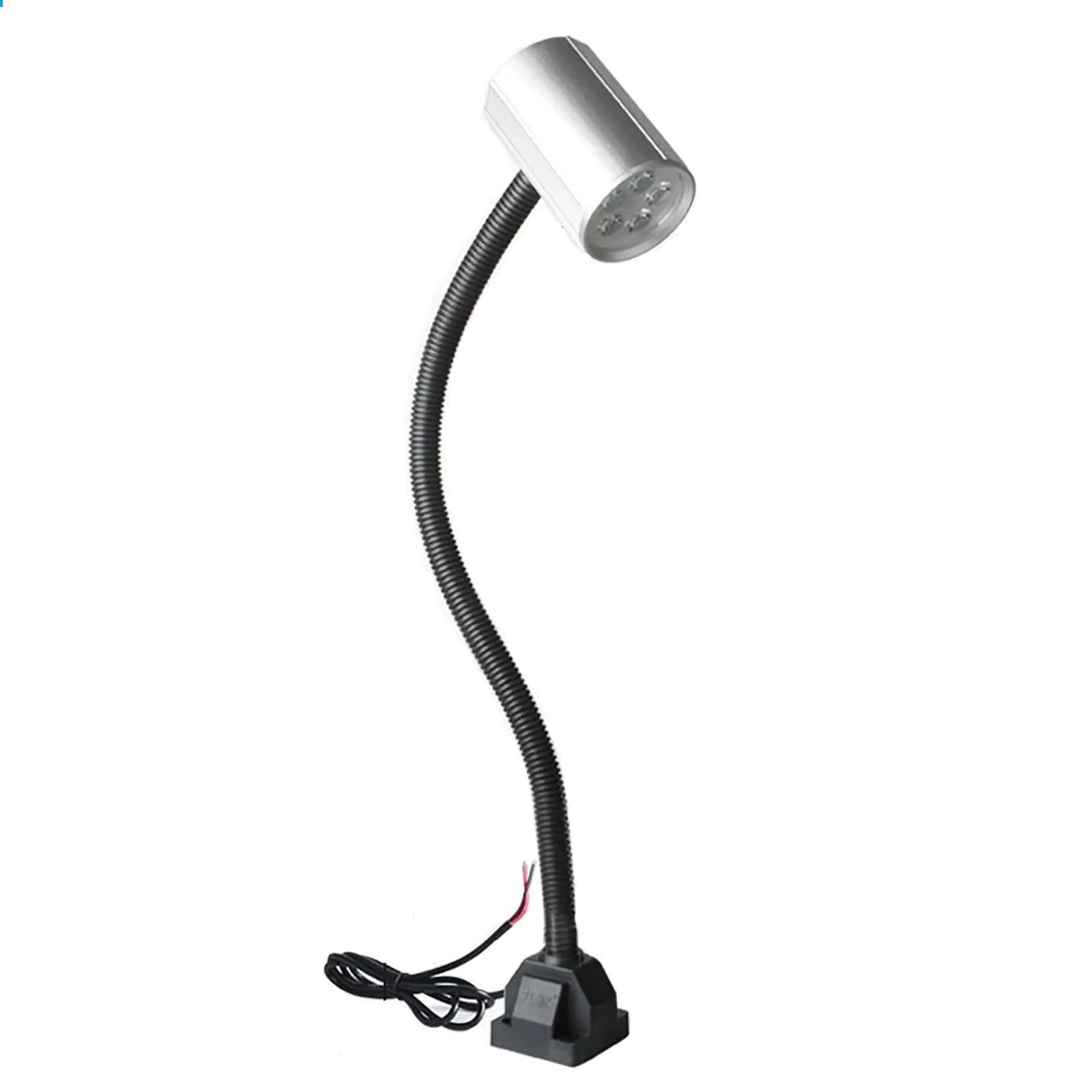 Lampa Robocza do Obrabiarek, Lampa do Maszyn do Szycia z Włącznikiem, Elastyczna Lampa na Giętkim Ramieniu o Dużej Jasności, 24–36V, z Gwintowanym Uchwytem, do Warsztatu(Silver,7W)