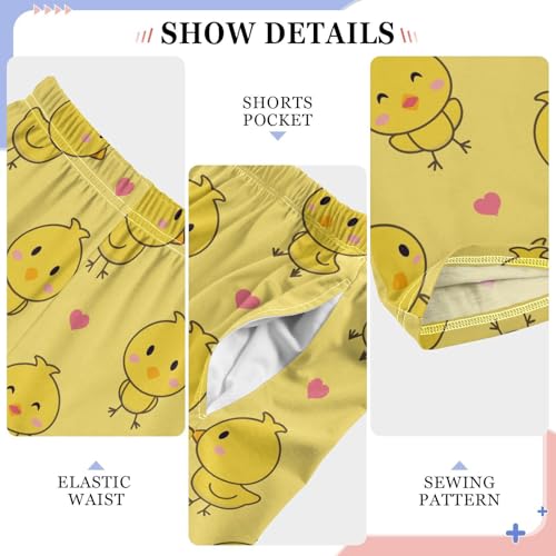 Chick Love Heart Boys Long Pants Soft Trousers Elastic Waist Kids Lounge Bottoms with Pockets S-XL4