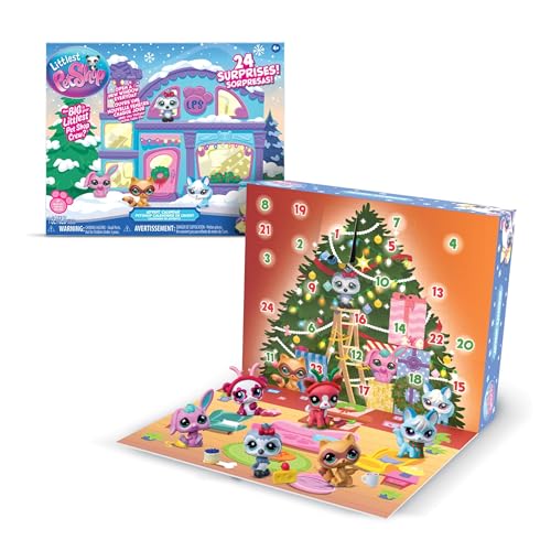 Littlest Pet Shop Holiday Advent Calendar | LPS Advent Calendar Contains 24 Days of Surprises Including Pets, Accessories, Collector Cards, Virtual Codes And Stickers | Toys For Girls And Boys