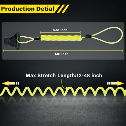 Image of MELOTOUGH Coiled Lanyard,Hard Hat Lanyard w /Clamp End,No Snag Design for Hard Hat,Tools,Small Valuables,Load Cap 2lbs,3Pcs