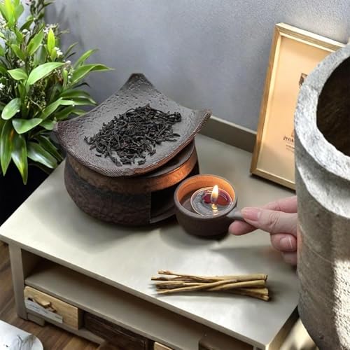 Ceramiczny zestaw podgrzewaczy do herbaty, aromaterapia z uchwytem na podgrzewacze, dyfuzor 4 w 1, podgrzewacz do czajnika, do domu, biura i medytacji