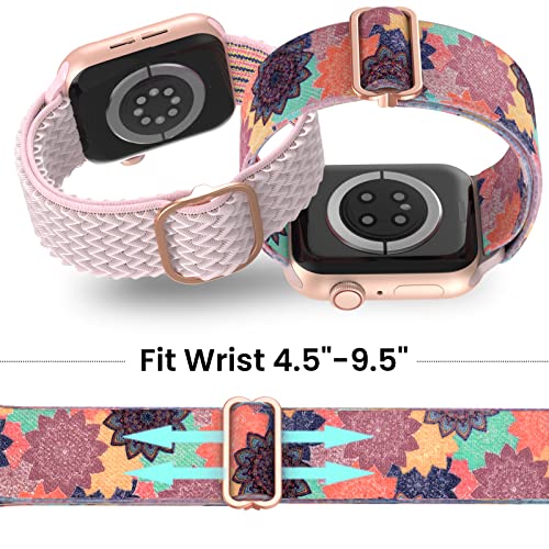 Image of Delidigi Stretchy Bands Compatible for Apple Watch Band Women 40mm 38mm 41mm 42mm 44mm 45mm 46mm 49mm, Nylon Braided Straps for iWatch Series 11 10 9 8 7 6 SE 5 4 3 Ultra 3 2 1