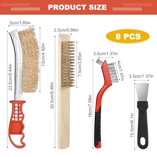 8 Pcs Wire Brushes For Cleaning, Wire Brush Set With Brass Wire Brush And Steel Wire Brush, Metal Brush Set With 2 Scrapers, 3 Sizes Of Steel Brush, Hand Wire Brush For Rust Removal 2 8 Pcs Wire Brushes For Cleaning, Wire Brush Set With Brass Wire Brush And Steel Wire Brush, Metal Brush Set With 2 Scrapers, 3 Sizes Of Steel Brush, Hand Wire Brush For Rust Removal - Image 2