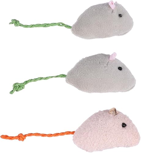 3pcs Plush Simulation Mouse Cat Realistic Fur Mice with Long Tail for Interactive Play and Chewing Stimulates Cats and Kittens and Pet