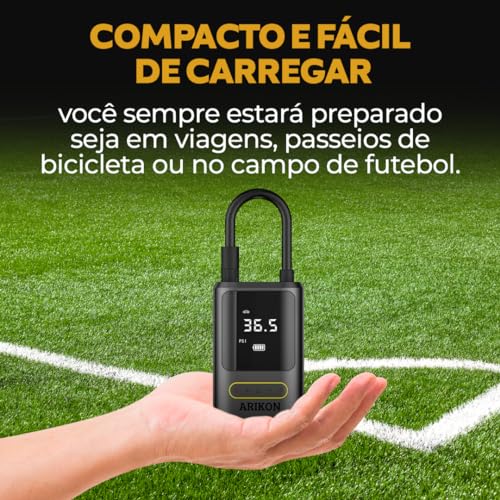 Compressor de Ar Portátil Bomba de Encher Pneu - Com Bateria 4000mAh Inflador Automático até 150PSI