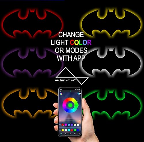 Image of AD INFINITUM 16 Colors LED Wall Lamp with Mobile App Control, Comic Lover, Bat Cave, Night Lamp, for Gift, Kids Room, Gaming Setup, Gaming Room, Man Cave. (Bat Man 16 Colors)
