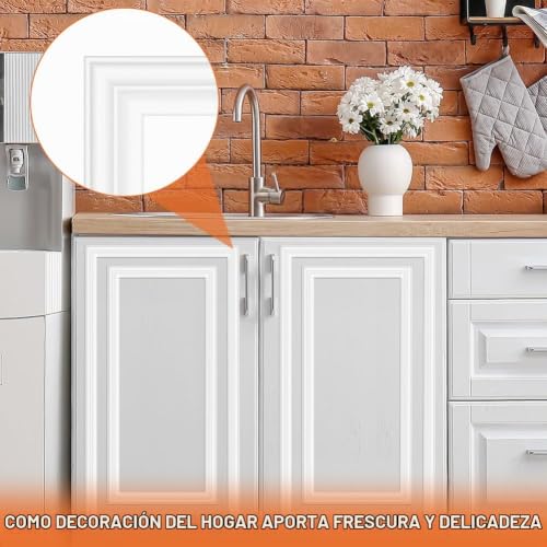 Miniatura 2 de Nutkit Listones Autoadhesivos Para Decoración De Pared, 3.2cm X 3m, Molduras Decorativas Flexibles Para Paredes Molduras, Para Decoración Diy, Kits De Moldura Adhesiva Para Rodapies Zocalos,Blanco