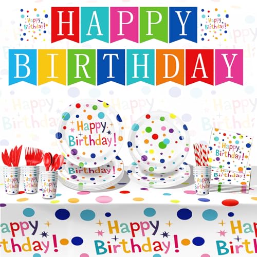 Vajilla Colores Alegres Decoracion Cumpleaños Feliz 106 Piezas, Decoracion Fiestas Infantiles y Adultos Vajilla Happy Birthday Arcoiris Platos de Colores Feliz Cumpleaños Multicolor Fiesta Arcoiris Vajilla Colores Alegres Decoracion Cumpleaños Feliz 106 Piezas, Decoracion Fiestas Infantiles y Adultos Vajilla Happy Birthday Arcoiris Platos de Colores Feliz Cumpleaños Multicolor Fiesta Arcoiris