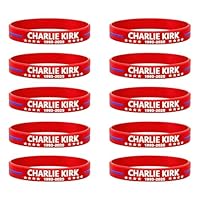 10 Pack Charlie Kirk A True Patriot Assassination Shooting Hero Freedom Justice USA Rubber Bracelets Silicone Wristbands Inspirational Pray Shooting Awareness Merch for Men & Women (charlie kirk bracelet002)