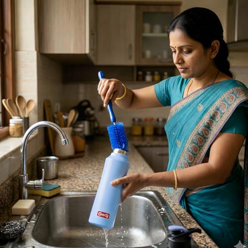 Image of GRECY Tic Toc Steel Water Bottle 1 ltr Light Blue | Single Wall Steel Bottle for Fridge 1 litre | Flip Cap Leak Resistant | BPA Free Food Grade Steel | Lightweight | Office,Gym,Travel Made in India