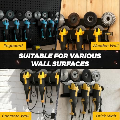 Biigdan 2-in-1 Winkelschleifer Halterung,Tragfähigkeit 66LB,3 Fächern,Winkelschleifer Halter Wandhalterung für Bosch, Makita, Einhell