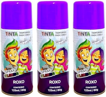 Tinta Spray Para Festa Dia das Crianças Cabelo Maluco Lavável Car...