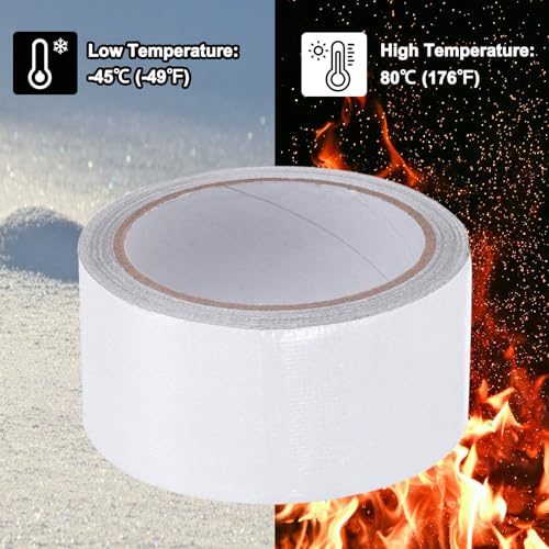 Image of PATIKIL Awning Repair Tape 2 inch x 26ft Waterproof Canvas Tape High Adhesive Tear Repair Patch Kit for PVC Tarpaulin Tent Awning Fabric RV Sail Boat Cover, White