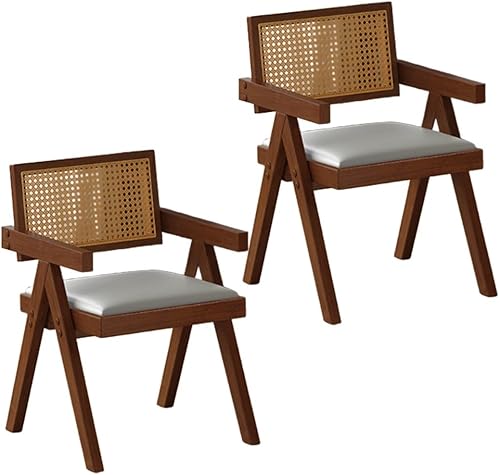 Miniatura 68 de YVYKFZD Juego de sillas de comedor de ratán, sillas de comedor de madera, sillas de cocina con respaldo tejido, sillón tapizado, silla auxiliar