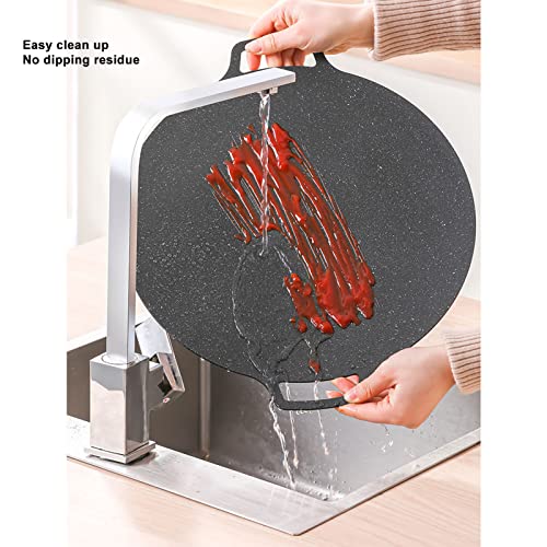 Korean Grill Pan,14.17inch Nonstick Round Griddle Grill Pan for Korean BBQ,Round BBQ Griddle with Handle,Multifunctional Stove Plate for Meats, Pancakes, Ribs