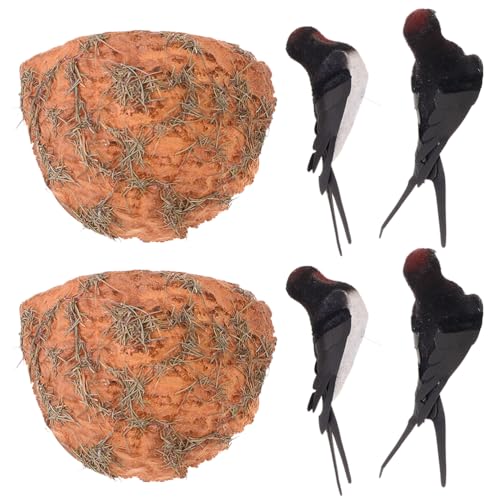 Image of 2 Sets Simulated Swallow Nest Decor Artificial Bird Nest Adornment Photography Prop Miniature Ornaments Foam