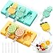 2Pcs Moldes Helados Silicona, Popsicle Moldes con Tapa, Molde para Helados Caseros sin BPA, Molde de Helado de Dibujos Animados con 6 Varillas de Plástico para Postre, Chocolate, Bricolaje
