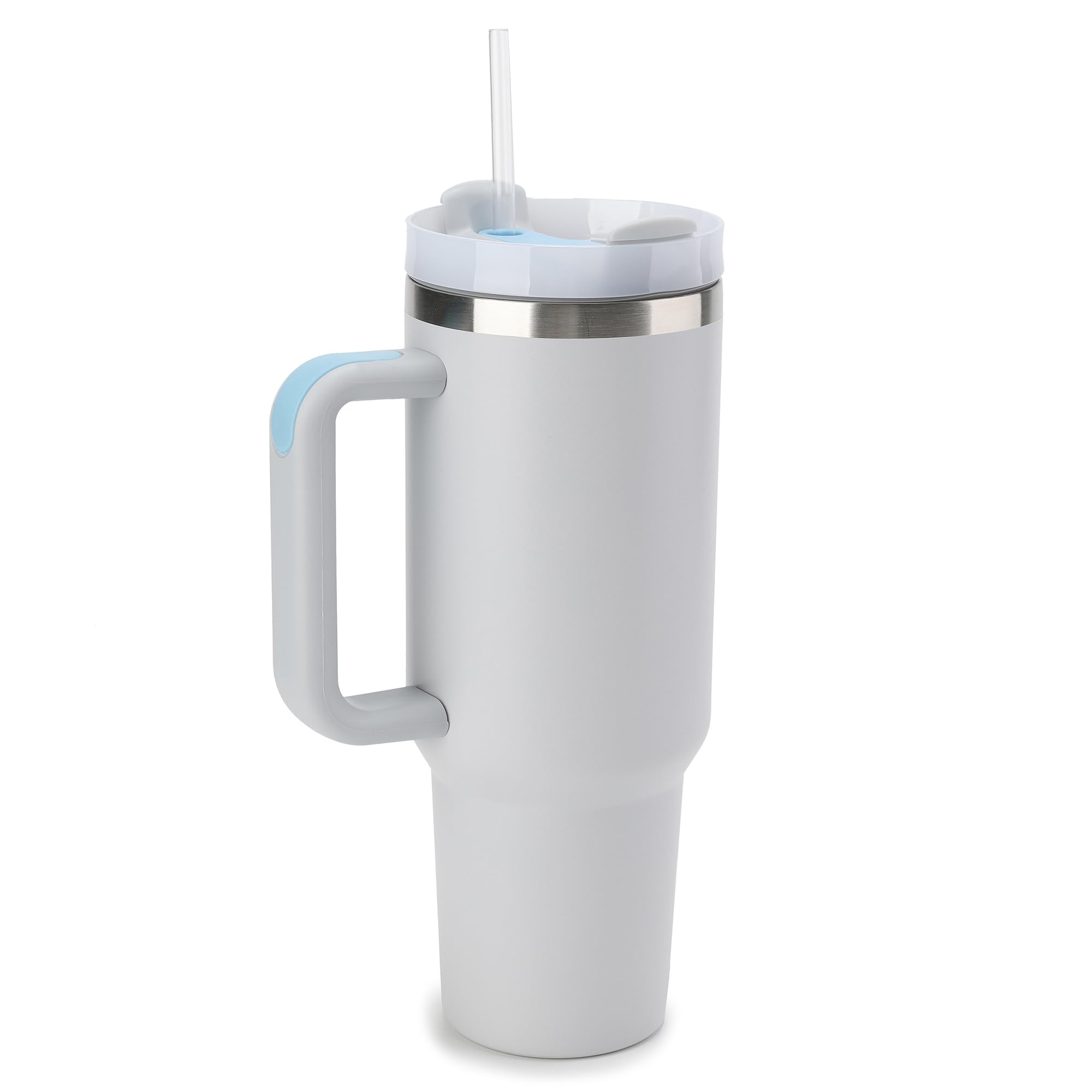 BELYQLY 40oz Tumbler With Handle Straw Stainless Steel Vacuum Insulated Tumbler and Lid for Water, Iced Tea or Coffee, Smoothie and More - New Version (Fog)