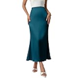 Spring Satin Maxi Skirt for Womens Silk High Waisted Elegant Long Skirts Flowy Party Trendy Casual Clothes