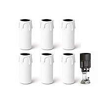 Kit 6 Portalampade E14 Finta Candela Bianca – Copricandela per Lampadari Classici e Vintage – Attacco E14 con Nipplo M10 e Vite di Sicurezza – Altezza 65 mm