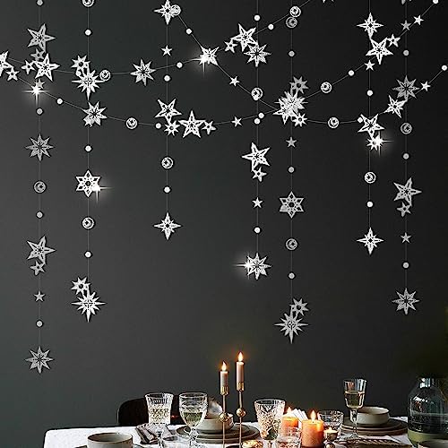 Amazon.com: Glitter Black Star Hanging Garland - Twinkle Paper Star ...