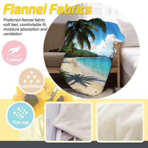 Manta Polar 220 x 240 Paisaje de Playa, Mantas de Franela Mantilla para Cama 135/150, Microfibra Manta de Viaje Multiuso para Oficina Niños y Adultos, 220x240 cm D2