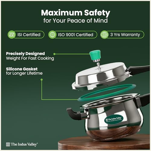 Image of The Indus Valley Stainless Steel Outer Lid Handi Pressure Cooker - Outer Lid | Induction Friendly | ISI-Certified, 100% Toxin-Free, Naturally Non-Stick, 3 Y Warranty (3.5 Litres)