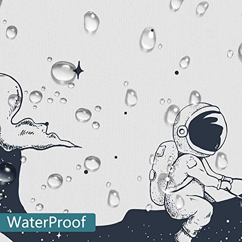 Dynh Ocean Wave Shower Curtain, Astronauts Riding Whales In Ocean Wave Bathroom Curtains, Fabric Oriental Vintage Kanagawa Japanese Wave Art Shower Bathroom Wiht 12Pcs Hooks, 69X70In Blue White #TOP4