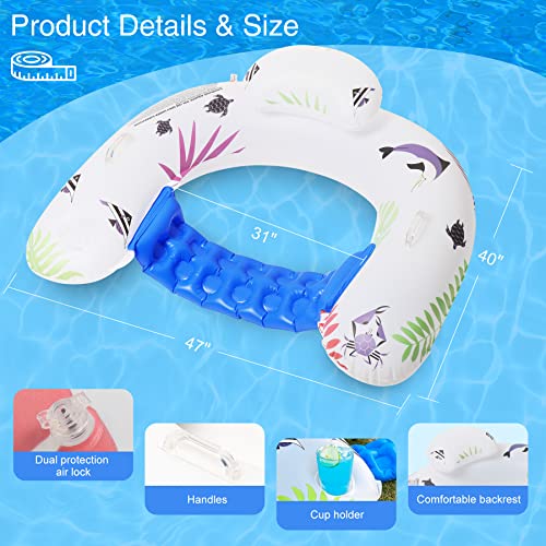 Lanaqua Inflatable Pool Float Chair,Solar Powered Floating Pool Chair Lounge Floats With Color Changing Lights, Water Chair Floats For Adults W/Cup Holder & Handles,Swimming Pool Raft Party Floaties #TOP5