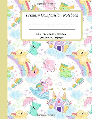 Primary Composition Book: Dotted Midline and Picture Space | Grades K-2 Composition School Exercise