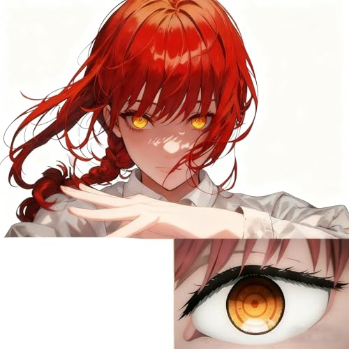 【チェンソーマン公式】マキマ カラコン 度あり 2枚1組 特殊デザイン カスタムコンタクト DIA14.5mm コスプレ 仮装 ハロウィン 撮影会用 萌えアイテム 男女兼用 (-8.00,メガネレンズ 単焦点)