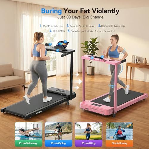 Image of FUNMILY 3.5HP Walking Pad Incline Treadmill with Desk & Handle Bar, Heavy Duty 350 lbs Weight Capacity Portable Treadmill for Home and Office, Remote Control & LED Display