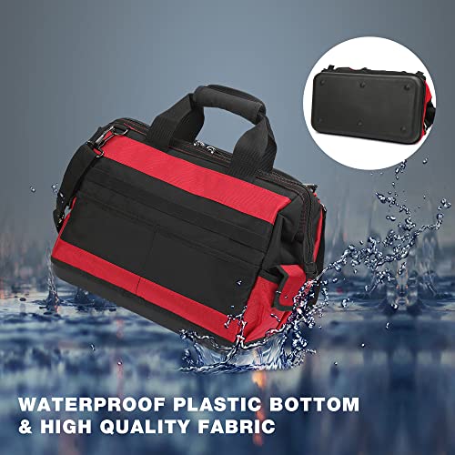 Image of WORKPRO 16 inch Top Wide Mouth Tool Bag with Water Proof Rubber Base, Multi-Compartment, 46 Pockets, For Tool Organizer & Storage, W081122A