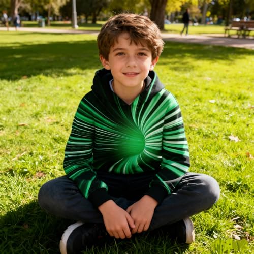 Image of Belovecol Boys Hoodies 3D Printed Hooded Sweatshirts with Pocket for 6-16Y | Pullover Hooded Style Pattern All-over Printed Long Sleeve Non-Fleece Soft Lightweight Tops for Kids