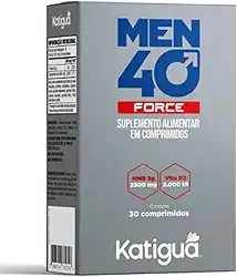 Katiguá, Men 40 Force, HMB 2300 MG + Vitamina C 2000 UI, Sem sabor, Para Homens, 30 Cápsulas rígidas • 10 doses, Cinza