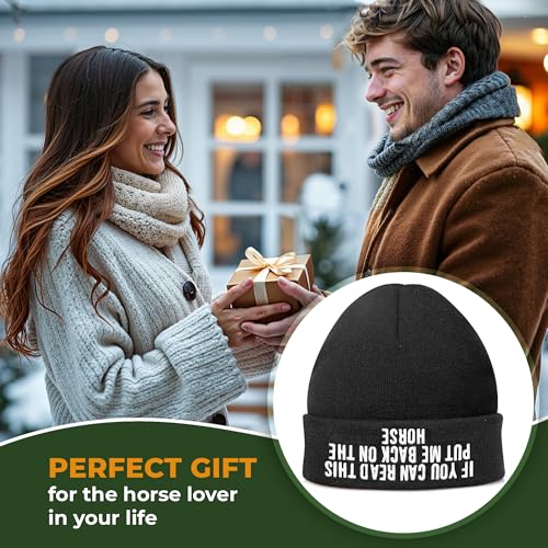 If You Can Read This Put Me Back On The Horse - Funny Bobble Beanie Hat for Men - Horse Riding Gifts