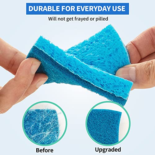 Homerhyme Non-Scratch Cellulose Scrub Sponges 12 Pack, Kitchen Sponge With Double-Side & Ergonomic Design. Durable Sponge For Dishes, Coated Cookwares, Sink, Countertops. #TOP2