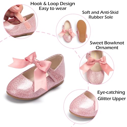 Image of PHIRAMIN Tollder Girl Dress Shoes - Little Girl Ballet Flats for Wedding Party