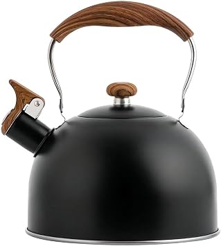 Tea Kettle for Stove Top, 2.5 Quart Whistling Kettle, Black